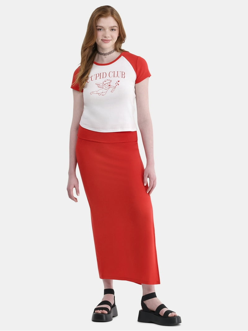 No Boundaries Knit Foldover Slit Maxi Skirt - High-Rise - 40