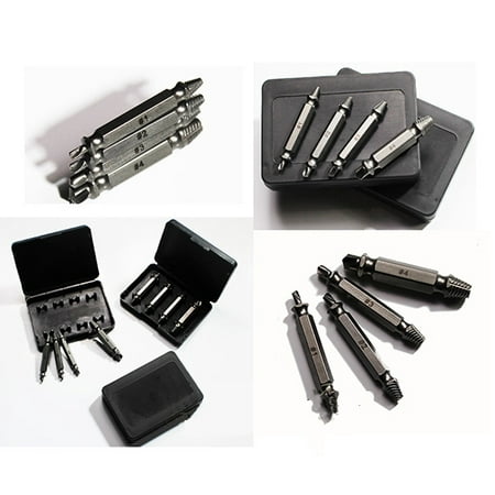 Intbuying NEW USA 4PCS Screw Extractor Broken Bolt Drill Bits Easy Out Hand Tools