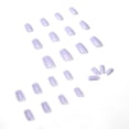 thumbnail image 3 of Fofosbeauty Short Square Press on Nails, Full Cover Fake Nails, French Purple White, 3 of 8