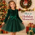 thumbnail image 6 of Girls Velvet Christmas Party Dress, Pearl Tutu Gown for Little Girls Winter Holiday, 6 of 8