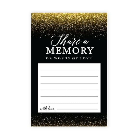 Koyal Wholesale Share a Memory Cards, Black with Gold Speckles Cards for Wedding, Life Memories, 4" x 6", 52-Pk