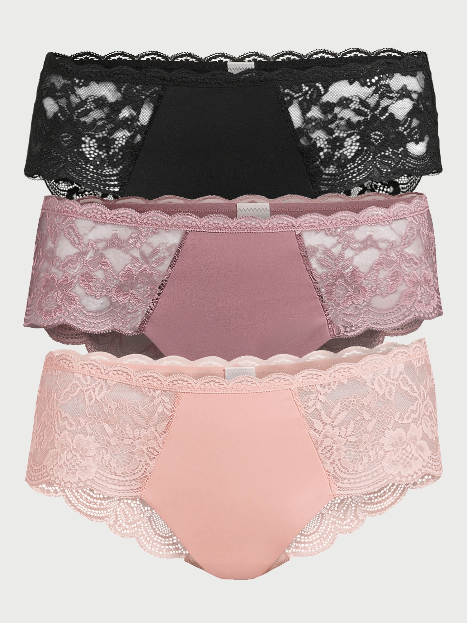 Joyspun Women's Microfiber and Lace Hipster Panties, 3-Pack, Sizes XS-3XL