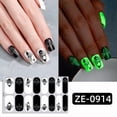 thumbnail image 2 of 16PCS Medium Halloween Luminous Press On Nails, Glow in The Dark Fake Nails with Skull Spider Web Ghost Pumpkin Prints, Glossy Spooky Reusable Artificial False Nail Tips for Women Halloween Party, 2 of 7