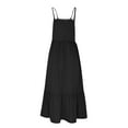 thumbnail image 4 of QUYUON Womens Spaghetti Strap Midi Dress with Pockets Summer Sleeveless Square Neck Tank Dresses Pleated A-Line Ruffle Hem Flowy Loose Casual Beach Dresses Tshirt Mid-Length Dress Black-A M, 4 of 5