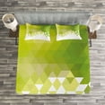 thumbnail image 3 of Ambesonne Green Quilted Bedspread Set 3 Pcs, Triangular Abstract Pattern, Queen Size, Yellow Green Lime Green, 3 of 3