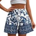 thumbnail image 2 of Ailaofu Women's High Waist Elastic Drawstring Wide Leg Shorts Fashion Summer Printed Casual Loose Beach Shorts, 2 of 5