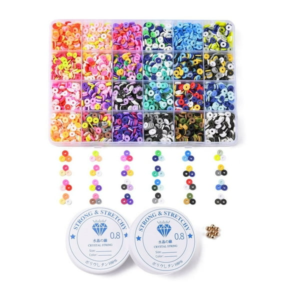 1Set DIY Heishi Surfer Bracelet Making Kit Including 168g Disc/Flat Round Polymer Clay Beads CCB Plastic Beads Elastic Thread Mixed Color