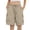 Khaki, variant on Kilaqueen Women's Cargo Bermuda Shorts with Elastic Waist and Pockets, Lightweight Long Shorts for Hiking, Travel and Casual Summer Wear