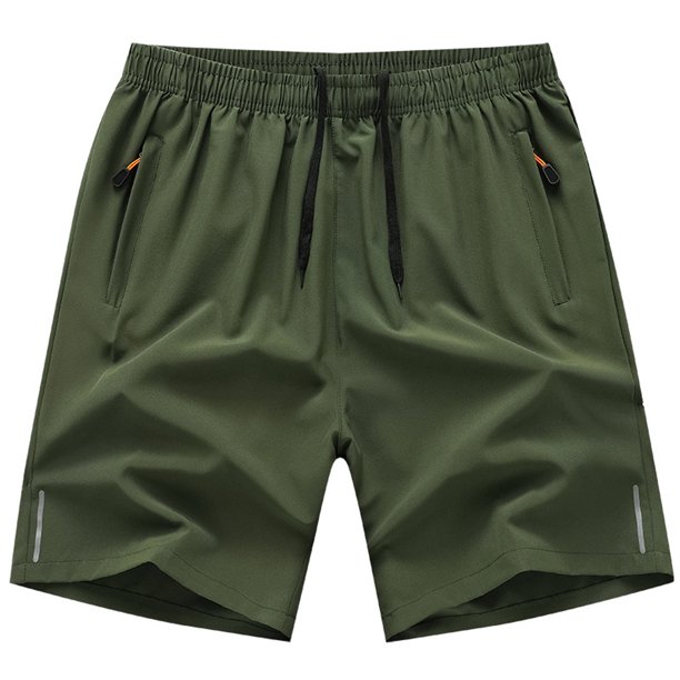Pantalones cortos de color liso con bolsillo con cremallera para hombre, poliéster transpirable, deportivos informales, ropa de verano, M-XXXXXXXXL