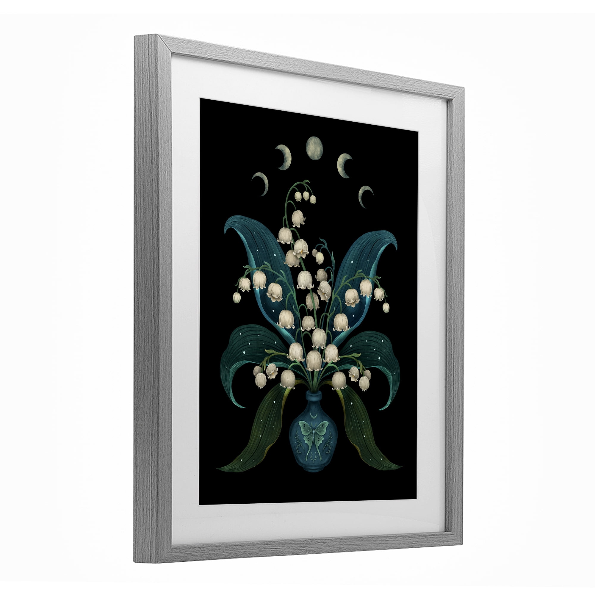 Stupell Industries Lunar Lily Of Valley Gray Framed Print Under Glass, design by Episodic Drawings