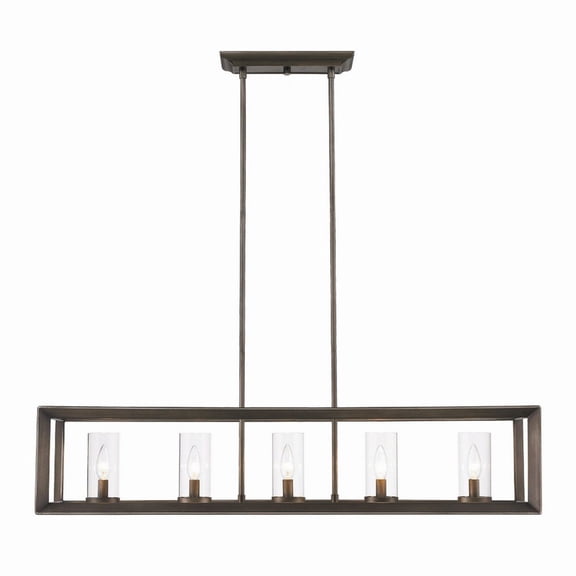 2073-LP GMT-Golden Lighting-Smyth - 5 Light Linear Pendant Clear Glass Gunmetal Bronze Finish