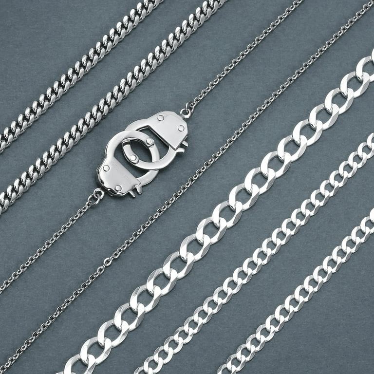 14 mm Silver-Tone Stainless Steel Cuban Chain Necklace