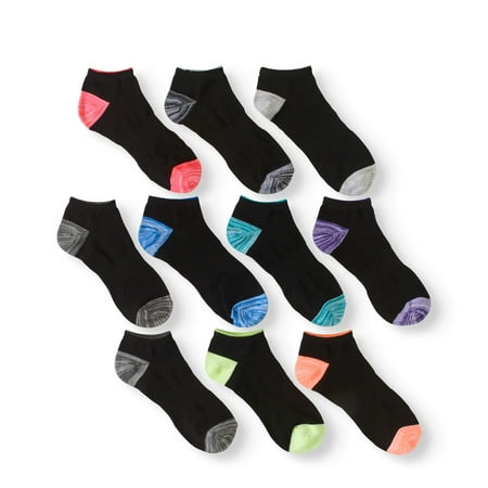 P10 Women's No Show Socks Assorted Colors, 10 Pack