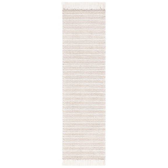 SAFAVIEH Natura Frona Striped Wool Runner Rug, Taupe/Ivory, 2'3" x 8'