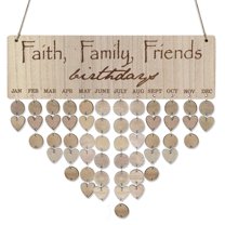 Vintage Family Friends Birthday Reminder Calendar Board, (15.8"x4.8" with 100pcs wood tags), Days to Remember Wooden Calendar Sign Plaque, DIY Birthday Calendar Mother's Day Gift for Mom