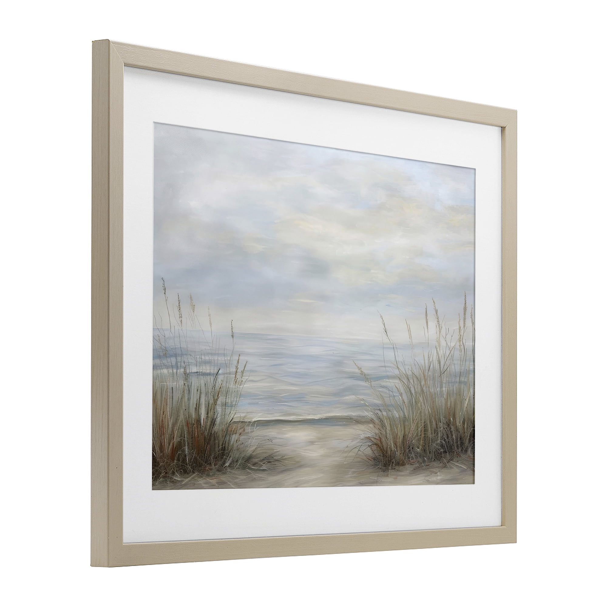 Stupell Industries Silent Beach with Seaside Dunes Birch Framed Print Under Glass, design by Petal Prints Design