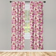 thumbnail image 2 of Ambesonne Flower 4-Panel Curtains, Peonies and Leaf Floral, 56"x84", Pink White Olive Green, 2 of 4