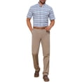 thumbnail image 2 of CAMISAS CHIC PARA HOMBRE, CON CUELLO PUNTA, MANGA CORTA, A CUADROS, CON BOTONES, CAMISA DE NEGOCIO, S, BLANCA Y AZUL MARINO, 2 of 6