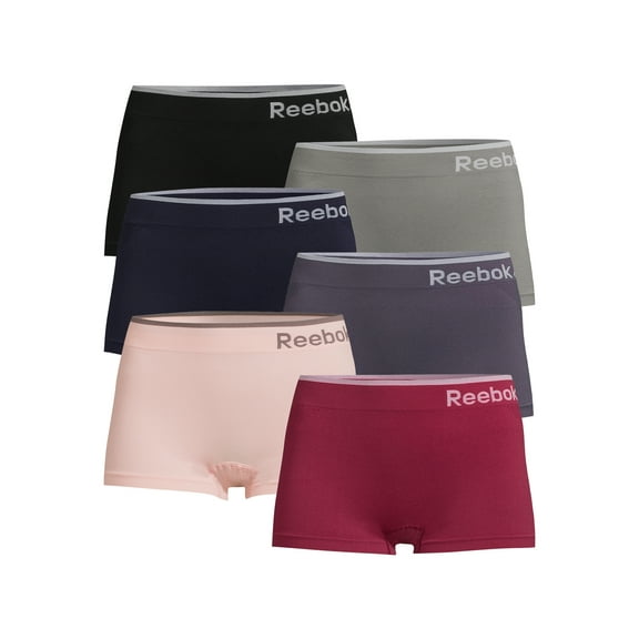 Reebok Women's Underwear Seamless Boyshort Panties, 6-Pack, Sizes XS-3XL