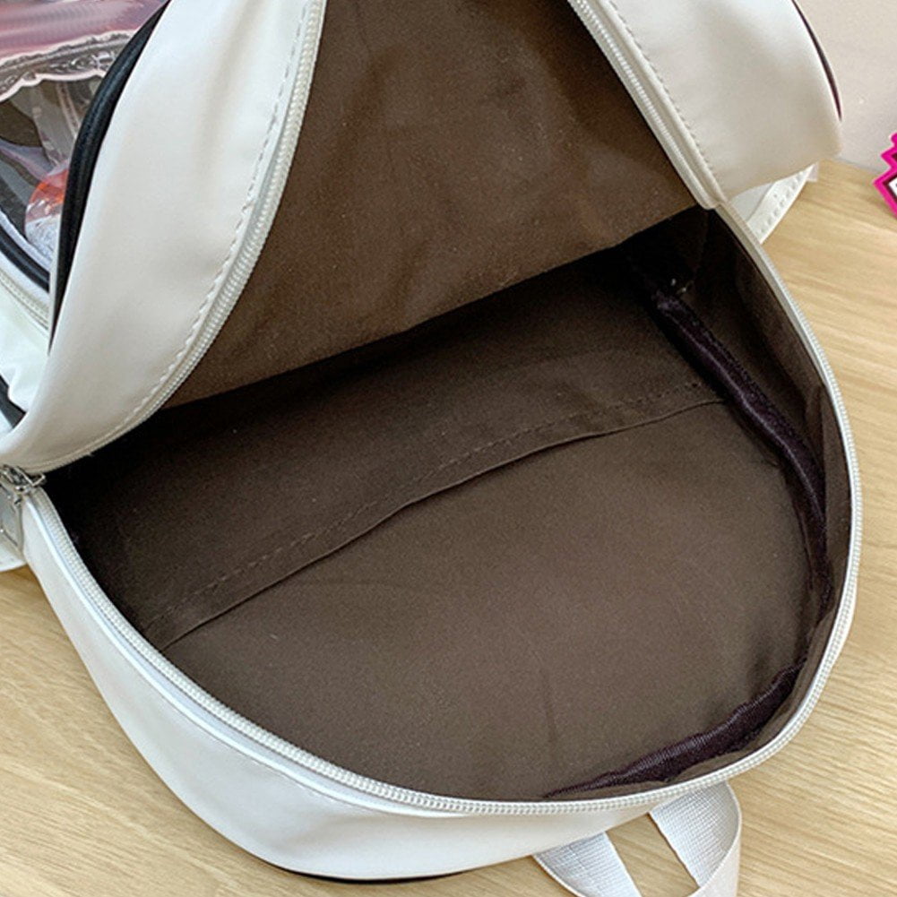 Vjnyvs Mini Transparent Backpack Pin Display Bags Lolita Shoulder Bag with Clear Window Casual Rucksack for Work Travel Sports
