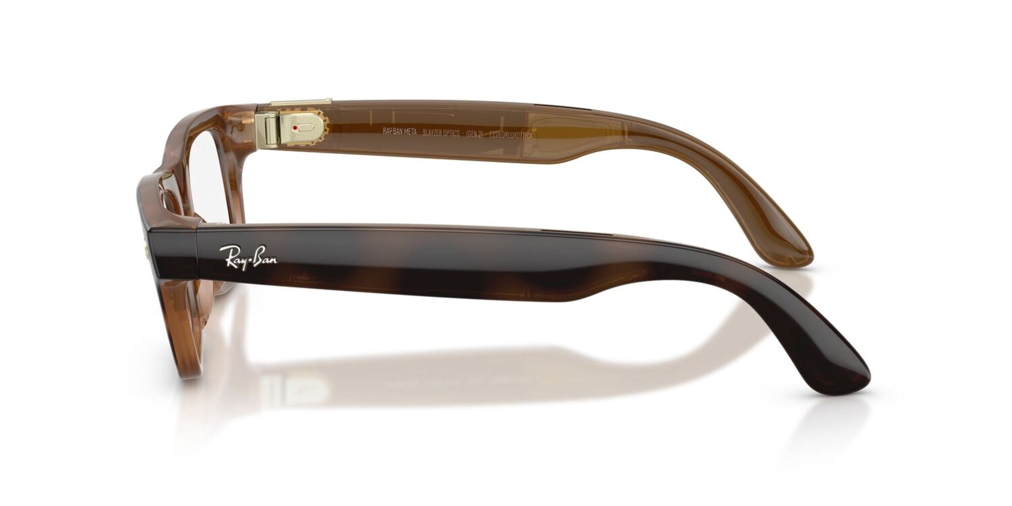 Ray-Ban Unisex Size 54 AI Smart Meta Gen 2 Blayzer Glasses with Charging Case, Havana/Clear