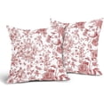 thumbnail image 2 of Burgundy Red Floral Pillow Covers 16x16 Inch Set of 2 White and Red Flower Decoration Throw Pillow Covers Red Morden Outdoor Pillowscase Cotton Linen Cushion Covers for Sofa Couch Bedroom Home Decor, 2 of 6