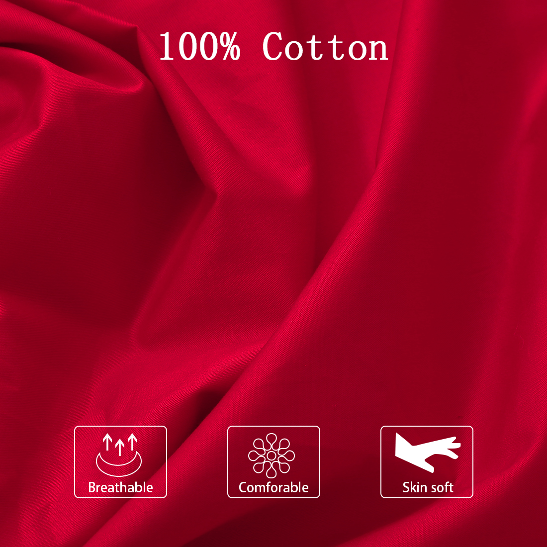 Unique Bargains Cotton Zippered Body Pillowcase Pillow Cover Red 20" x 48"