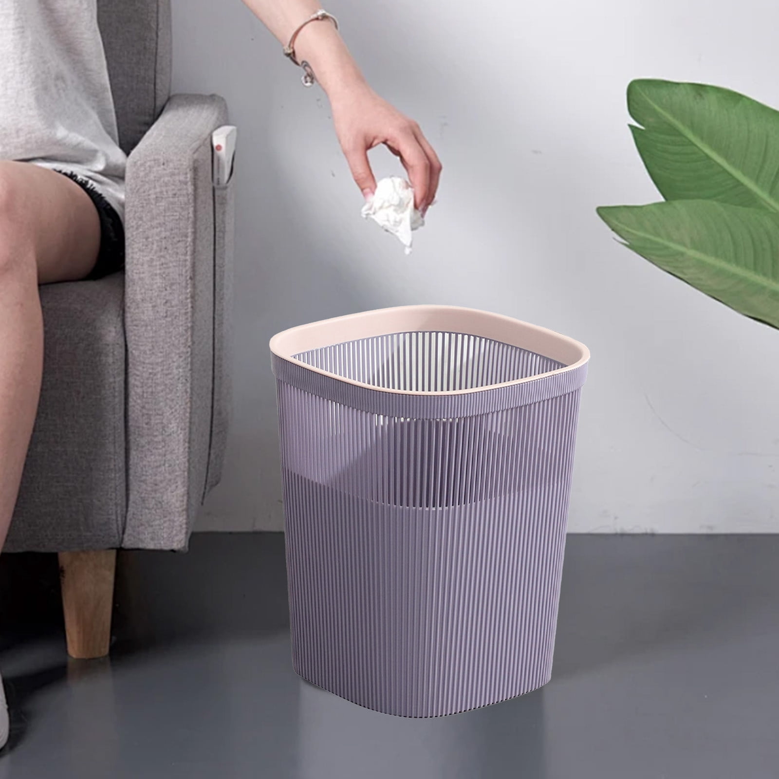 Qholemyo Contactless Thickened Large Capacity Trash Can Bathroom Living Room Kitchen Trash Can Indoor Garbage Can