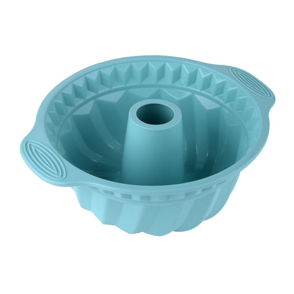 2 Pack Silicone Bundt Cake Pan Nonstick,10 Inch, Silicone Cake Molds,Pound Cake Pan, Baking for Jello,Gelatin,Cake,Brownie and Bread (Blue Blue)