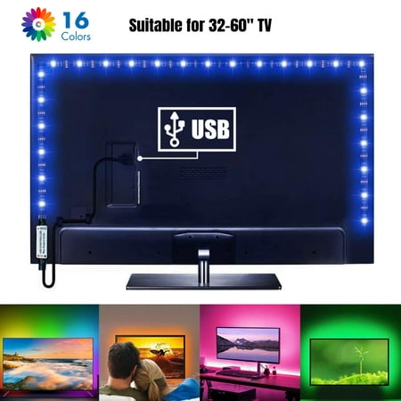 EEEkit 3.28ft USB TV Backlight, 5050 LED Strip Light RGB 16 Colors 4 Modes Waterproof