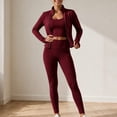 thumbnail image 2 of 3-Piece Women’s Workout Set Zip Jacket, Strappy Tank & High-Waist Pocket Leggings Stretchy Outfit, 2 of 7