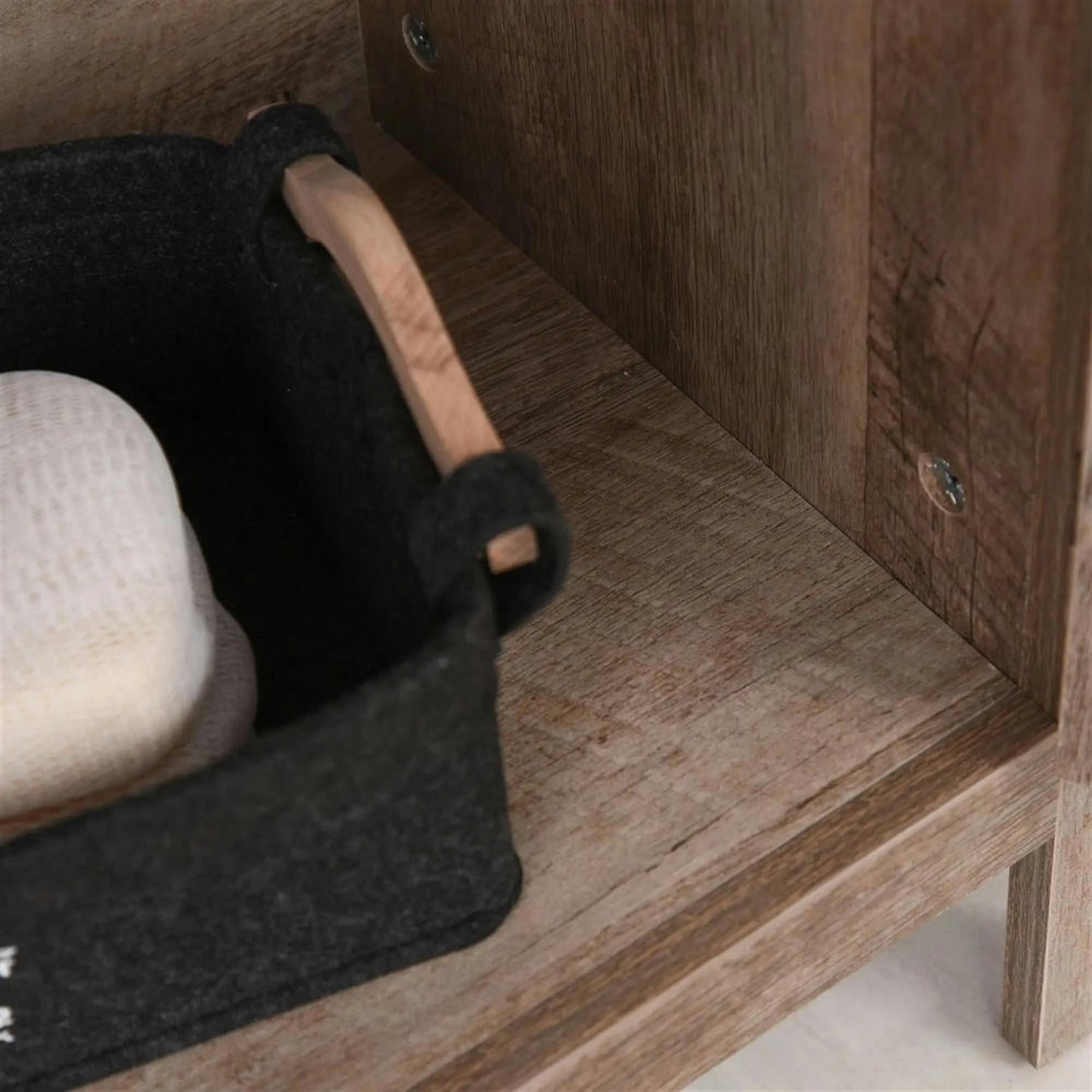 Demi Bonn 23" Bathroom Vanity with U-Shape Cut-Out, Pedestal Sink 2-Door Cabinet, Rustic Under Sink Cabinet, Brown