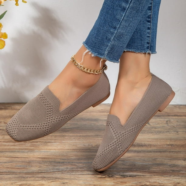 Miluxas Ladies Slip on Loafer Shoes Clearance Womens Flats Dress Clothes Shoes Ballet Nurse Walking Sneakers Work Casual Comfortable Gray 8.5 42 Walmart Business Supplies