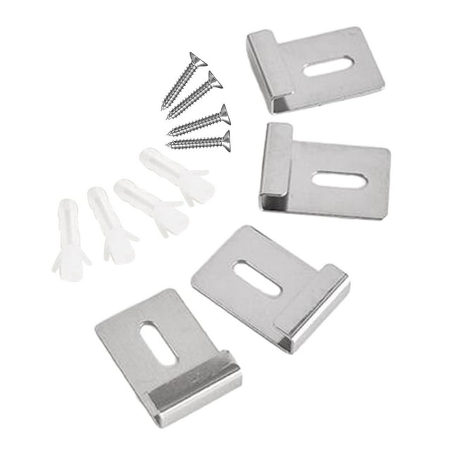 DOLITY 4 Pieces Stainless Steel Mirror Clips Heavy Retainer Clips for Wall Mounting L