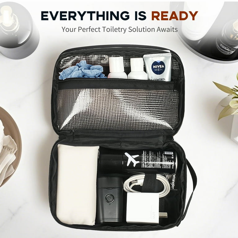 Wrangler Toiletry Bag for Men, Travel Shaving Dopp Kit, Oxford Fabric Tech Kit Bathroom Organizer, Gifts for Men