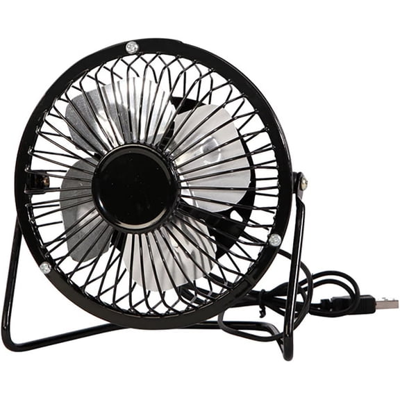 4 Inch Small Usb Desk Fan, Metal Mini Quiet Personal Cooling Fan for Home Office Car Travel (Black)