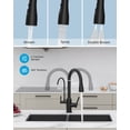 thumbnail image 3 of DAYONE Matte Black Kitchen Faucet with Drinking Purfied Water Faucet, 3 Holes High Arc 3 in 1 Sink Tap Stainless Steel, Two-Handle 3-Way Pull Down Sprayer, (Without System), 3 of 8