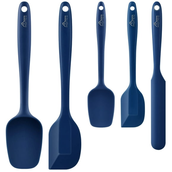 Juego de espátulas HOTEC de goma de silicona apta para uso alimentario, color azul clásico
