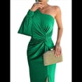 thumbnail image 2 of Vestido de Cóctel para Mujer, con un Solo Hombro, Larga y Abertura Alta, para Fiesta de Boda Fruta Verde XL, 2 of 8