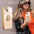 thumbnail image 4 of for iPhone 14 Pro Max Case with 360°Ring Holder Stand Magnetic Kickstand,Lightweight Slim Fit Plated Rose Gold Edge Soft TPU Bumper Camera Protection Non-Slip Cover,Black, 4 of 16