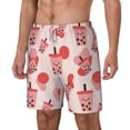 thumbnail image 2 of Uemuo Milk Tea Pattern Mens Swim Trunks Quick Dry Board Shorts with Mesh Lining, Stretch Beach Shorts Quick Dry No-Chafing Board Shorts-Large, 2 of 9