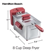 Hamilton Beach 8-Cup Electric Deep Fryer with Basket, Red