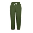 thumbnail image 7 of Women's Linen Capri Pants with Drawstring Petite Summer Beachwear Lightweight Elastic Waist, 7 of 7