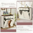 thumbnail image 6 of Haverchair Double Tilt Out Laundry Hamper Cabinet, Modern Farmhouse Trash Can Cabinet w/2 Drawers, Wooden 20 Gallon Hidden Garbage Cabinets with 2 Laundry Storage Baskets for Kitchen and Bathroom, 6 of 7