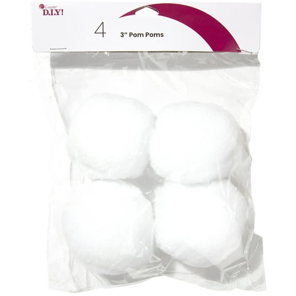 CousinDIY Pom-Poms 3" 4/Pkg-White