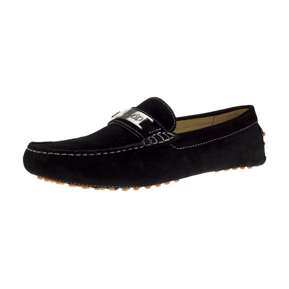 mens black suede slip on shoes