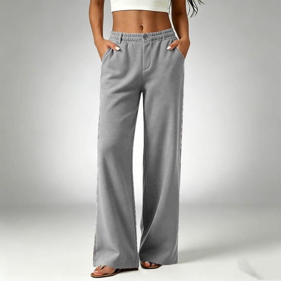 Oiangi Womens Tall Sweatpants Elastic Waist Baggy Sweat Pants Fall Casual Comfy Pockets Trousers for Daily Wear Gray XL
