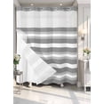 thumbnail image 4 of Grey Stripe No Hook Shower Curtain Waterproof, Bathroom Curtains with Snap in Liners and See Through Top Window, Minimalist Farmhouse Striped Hotel Style Bathtub Curtains Shower 72"Wx72"L, 4 of 8