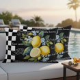 thumbnail image 5 of Summer Lemon Pillow Covers 2 Pack Farm Plant Floral Leaf Black White Plaid Retro Pillowcase Waterproof Outdoor Throw Pillow Cover for Patio Balcony Rectangular Cushion 20”x12”, 5 of 9