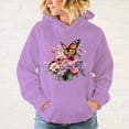 thumbnail image 4 of Sudadera con capucha y estampado de mariposas y flores populares de otoño e invierno para mujer, abrigo de moda, ropa de talla grande, 4 of 4